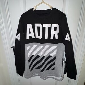 ADTR Black and Gray Graphic Crewneck Sweater